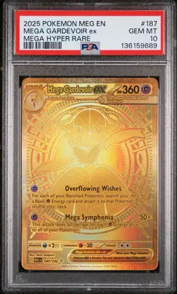 2025 Pokemon Meg EN Mega Gardevoir EX Hyper Rare #187 PSA 10 GEM MINT Gold - Image 1