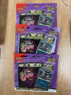 Pokemon Mega Evolution Ascended Heroes Tech Sticker Collection Gastly TCG 3packs - Image 1