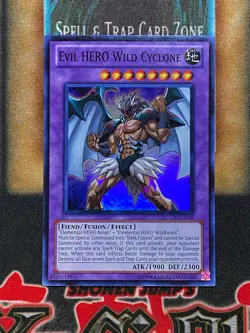 Yugioh Evil HERO Wild Cyclone LCGX-EN070 Super Rare NM - Image 1