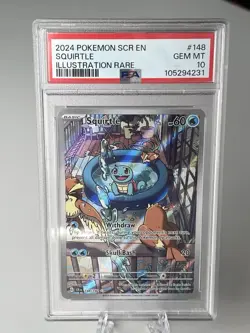 Pokemon TCG Stellar Crown Squirtle 148/142 PSA 10 Gem MT - Image 1