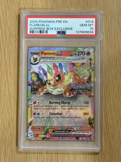 Pokemon 2025 Pre-EN Flareon EX #014 PSA 10 Gem Mint Prismatic Evolutions - Image 1