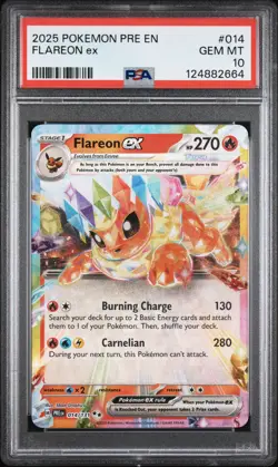 2025 POKEMON PRE EN-PRISMATIC EVOLUTIONS #014 FLAREON EX PSA 10 - Image 1