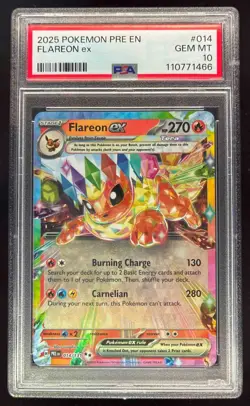 2025 Pokemon SV Prismatic Evolutions - PRE EN #014/131 Flareon ex PSA 10 - Image 1