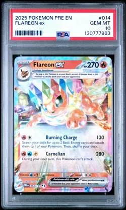 2025 POKEMON PRE EN-PRISMATIC EVOLUTIONS #014 FLAREON EX PSA 10 - Image 1