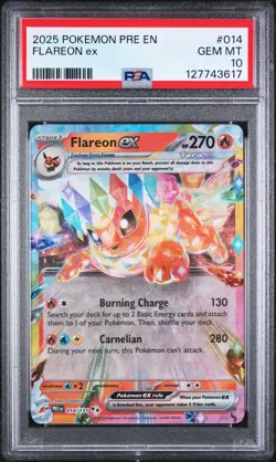 2025 POKEMON PRE EN-PRISMATIC EVOLUTIONS #014 FLAREON EX PSA 10 - Image 1