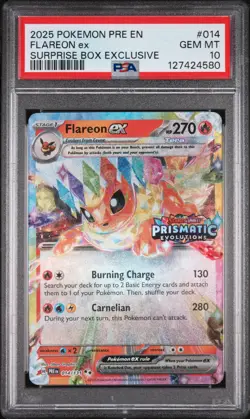 2025 POKEMON PRE EN-PRISMATIC EVOLUTIONS #014 FLAREON EX PSA 10 - Image 1