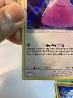 Ditto 17/18 Holo Rare Pokemon TCG Detective Pikachu - Image 2