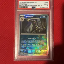 2025 POKEMON PRISMATIC EVOLUTIONS | MASTER BALL REVERSE HOLO #059 UMBREON PSA 9 - Image 1
