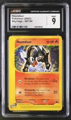 Houndour Pokemon (2003) Skyridge 66/144 CGC 9 MINT Common WOTC - Image 1