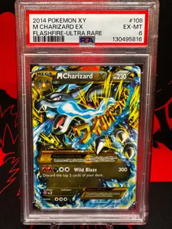 2014 Pokemon M Charizard EX (X) (Secret) 108/106 Flashfire Holo English PSA 6 - Image 1
