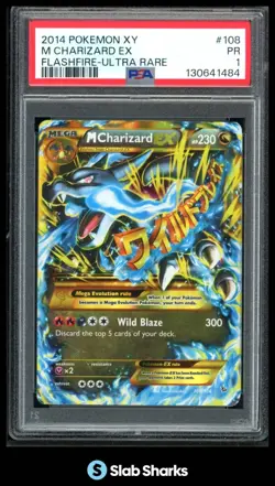 2014 POKEMON XY #108/106 M CHARIZARD EX HOLO FLASHFIRE ULTRA RARE PSA 1 - Image 1