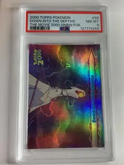 Topps Pokemon the Movie 2000 #58 Down Into The Depths RAINBOW FOIL PSA 8 NM-MT - Image 1