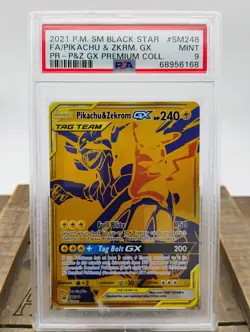 Pokemon Pikachu & Zekrom GX Tag Team SM248 Black Star Promo PSA 9 - Image 1