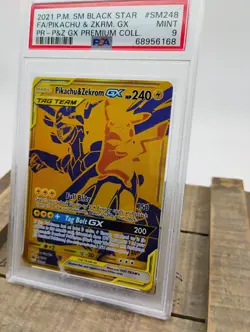 Pokemon Pikachu & Zekrom GX Tag Team SM248 Black Star Promo PSA 9 - Image 3