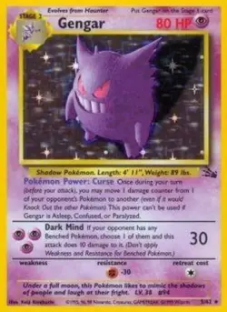Gengar - 5/62 - Holo Rare - Unlimited Edition PL/MP, English Pokemon Fossil - Image 1