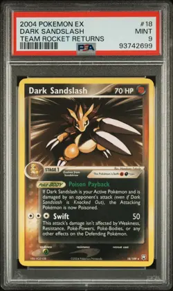 PSA 9 Dark Sandslash Team Rocket Returns #18 2004 Pokemon Ex 742699 - Image 1