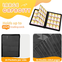Premium 1000+ Pockets Trading Card Binder, 16-Pocket Ringless Side-Loading Album - Image 2