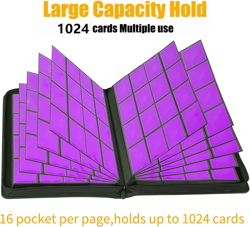 1000+ Pockets Trading Card Binder, 16 Pocket Ringless Side Loading Card Holder A - Image 2