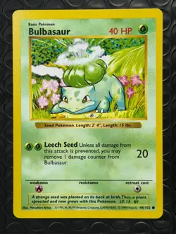 Bulbasaur 44/102 Base Set Series COMMON Basic POKEMON CARD 1999 - LP - Image 1