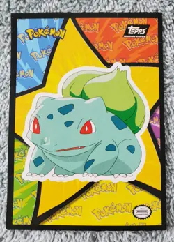 TOPPS POKEMON ANIMATION SERIES STICKER/PUZZLE CARD BLUE LOGO PRINT Bulbasaur - Image 1