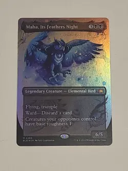 Maha, Its Feathers Night - Borderless - FOIL - Bloomburrow - NM Mtg - Image 1