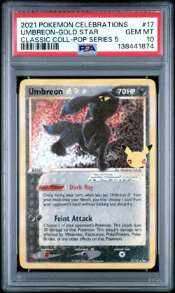 2021 POKEMON CELEBRATIONS CLASSIC COLL #17 UMBREON-GOLD STAR PSA 10 - Image 1