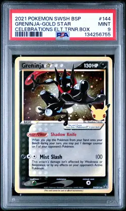 2021 POKEMON SWSH BLACK STAR PROMO #144 GRENINJA-GOLD STAR PSA 9 - Image 1
