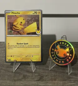 Pikachu 051 /162 Stamped 2026 Pokemon Day 30 Promo TCG With Coin - Image 1