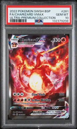 2022 POKEMON SWSH BLACK STAR PROMO #261 FULL ART/CHARIZARD VMAX PSA 10 - Image 1