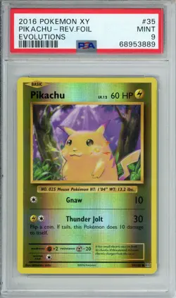 PSA 9 PIKACHU XY EVOLUTIONS 2016 POKEMON REVERSE HOLO #35/108 NM MINT - Image 1