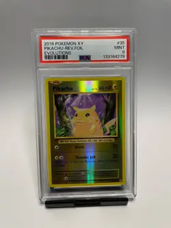 Pokemon Pikachu 35/108 XY Evolutions Reverse Holo Graded PSA 9 Mint - Image 1