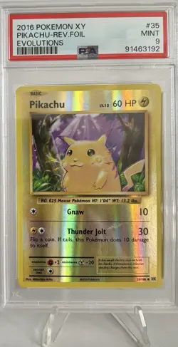 PIKACHU Reverse Holo 35/108 PSA 9 Pokemon XY Evolutions 2016 NICE!!! - Image 1