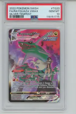 PSA 10 FA RAYQUAZA VMAX 2022 Pokemon SWSH #TG20 SILVER TEMPEST SP - Image 1