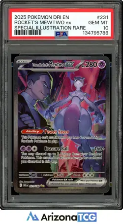 Pokemon 2025 Team Rocket's Mewtwo ex 231/182 SIR Destined Rivals GEM MINT PSA 10 - Image 1