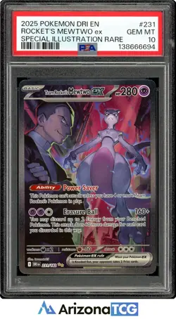 Pokemon 2025 Team Rocket's Mewtwo ex 231/182 SIR Destined Rivals GEM MINT PSA 10 - Image 1