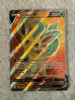 Pokemon TCG Leafeon V Full Art Holo 166/203 SWSH07 Evolving Skies Ultra Rare NM - Image 1