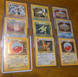 Pokemon Wotc 9 Card Vintage Lot Gym holo Jungle Base Set 2 swirl look - Image 1