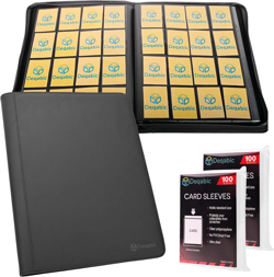 DEQADIC 16 Pocket Card Binder, 1000+ Trading Card Album Folder, Side Loading Rin - Image 1