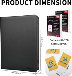 DEQADIC 16 Pocket Card Binder, 1000+ Trading Card Album Folder, Side Loading Rin - Image 2