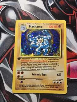 Pokemon TCG Machamp Base Set 8/102 Holo 1st Edition HP - Image 1