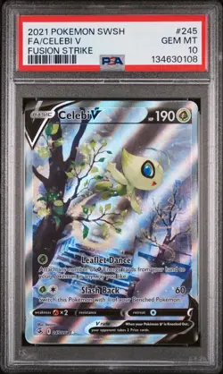 2021 POKEMON SWORD & SHIELD FUSION STRIKE #245 FULL ART/CELEBI V PSA 10 - Image 1