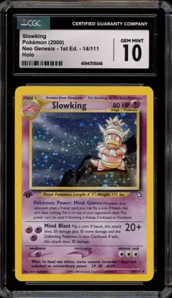 Pokemon Slowking Neo Genesis 1st Edition Holo Rare #14 CGC 10 Gem Mint - Image 1
