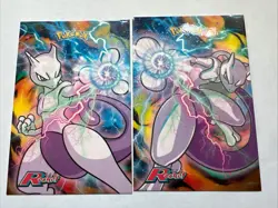 Pokemon Mewtwo Cracked Ice Holo Team Rocket Card Database Peru 2 Card Lot - Image 1