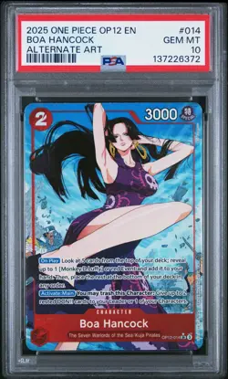 2025 ONE PIECE OP12 014 LEGACY OF THE MASTER BOA HANCOCK ALT ART PSA 10 GEM MINT - Image 1