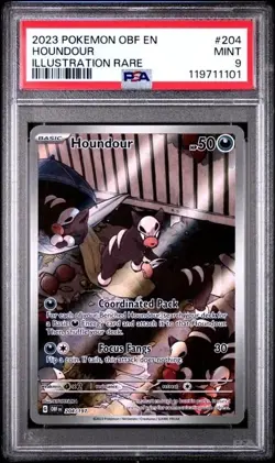HOUNDOUR #204 PSA 9 2023 Pokemon Obsidian Flames EN Illustration Rare - Image 1