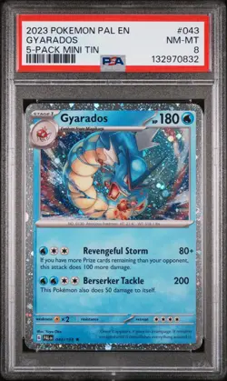 2023 POKEMON PAL EN-PALDEA EVOLVED 5-PACK MINI TIN #043 GYARADOS PSA 8 - Image 1