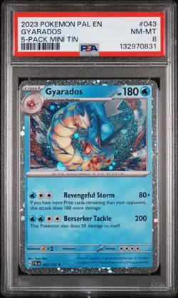 2023 POKEMON PAL EN-PALDEA EVOLVED 5-PACK MINI TIN #043 GYARADOS PSA 8 - Image 1
