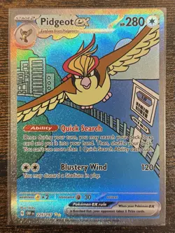 Pokemon TCG Pidgeot EX 225/197 Obsidian Flames Special Illustration Rare Card NM - Image 1