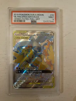 Pokemon TCG Moltres & Zapdos & Articuno GX 66/68 Sun Moon Hidden Fates PSA 9 - Image 1