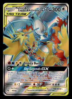 Moltres & Zapdos & Articuno GX (Full Art) Hidden Fates 66/68 NM Pokemon TCG - Image 1